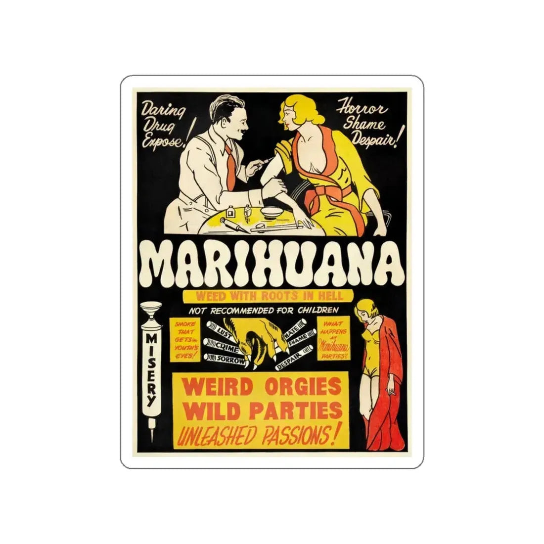 MARIHUANA 1936 Movie Poster STICKER Vinyl Die-Cut Decal 4 Inch - The Sticker Space