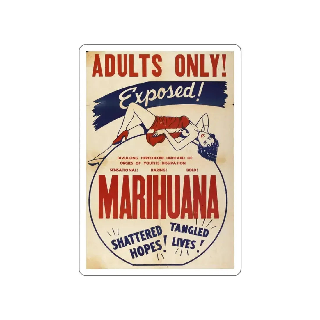 MARIHUANA (2) 1936 Movie Poster STICKER Vinyl Die-Cut Decal 5 Inch - The Sticker Space
