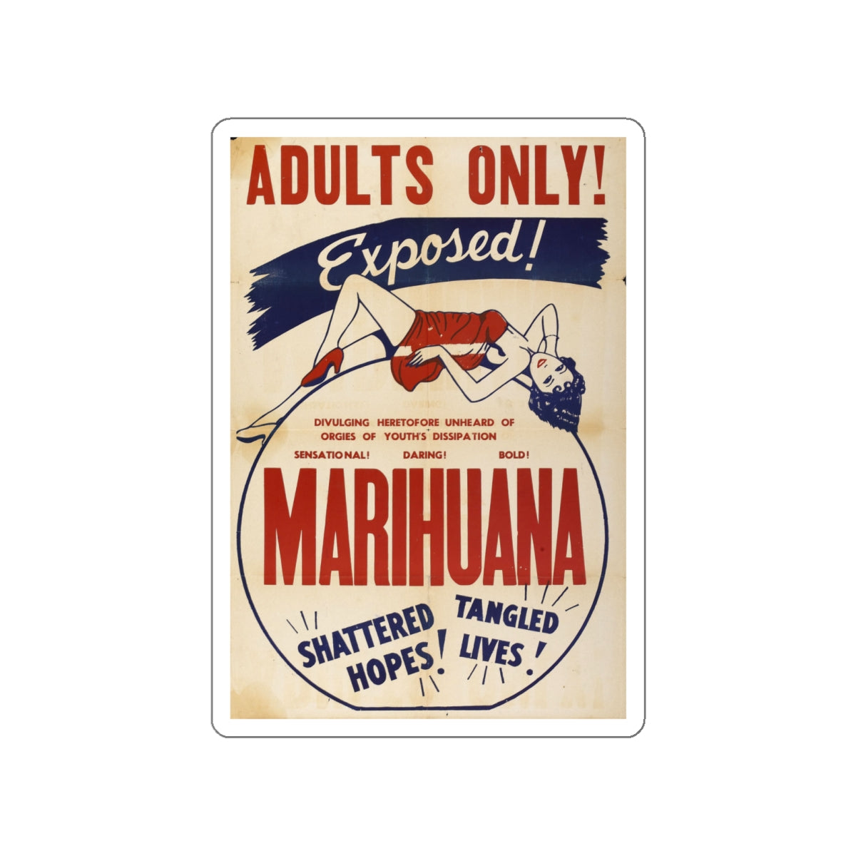 MARIHUANA (2) 1936 Movie Poster STICKER Vinyl Die-Cut Decal-6 Inch-The Sticker Space