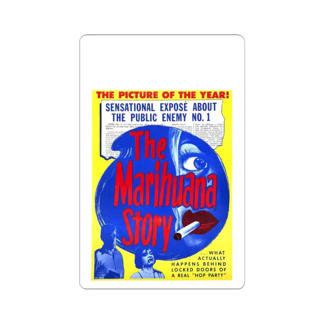 MARIHUANA STORY (3) 1950 Movie Poster - STICKER Vinyl Kiss-Cut Decal 6 Inch White - The Sticker Space