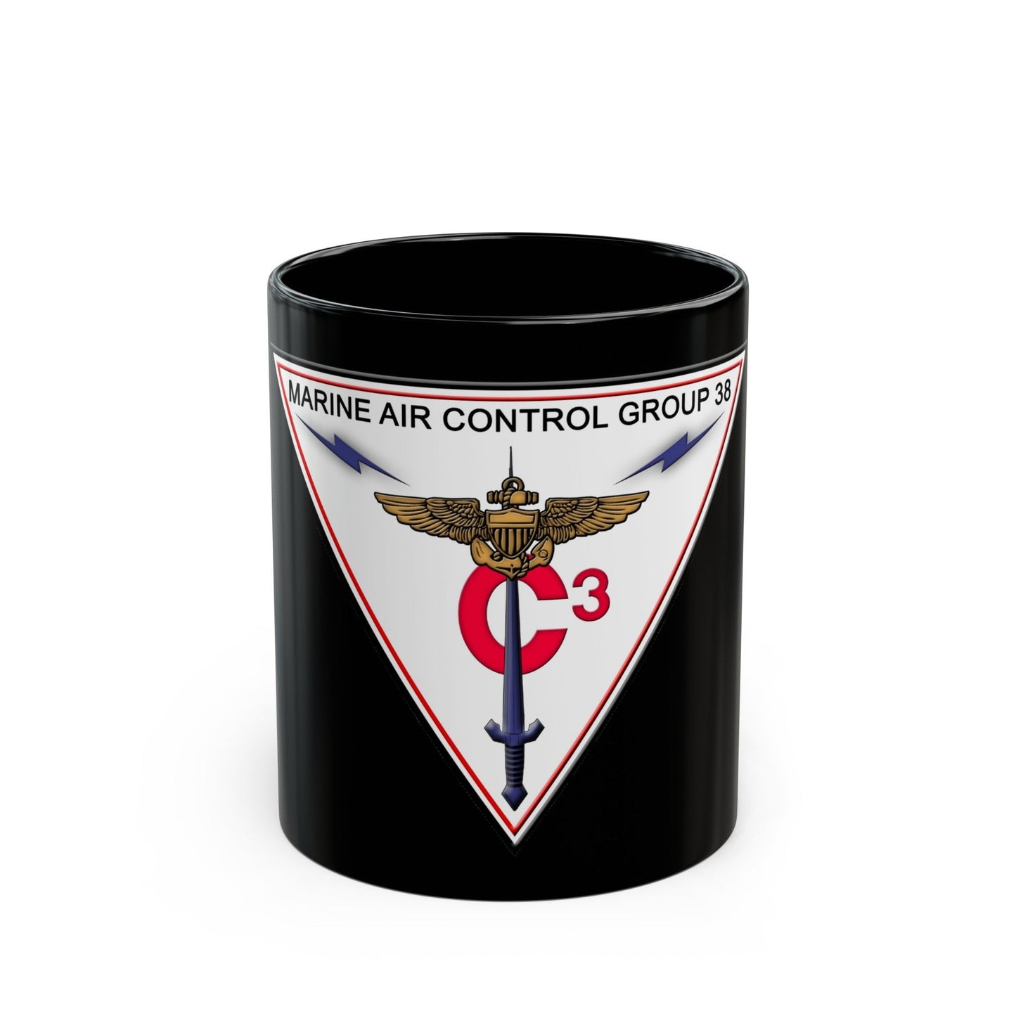 Marine Air Control Group 38 (USMC) Black Coffee Mug-11oz-The Sticker Space