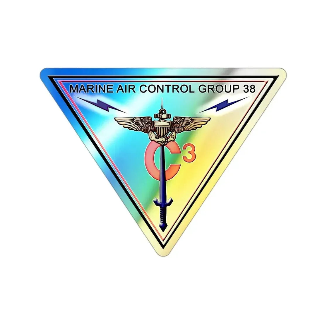 Marine Air Control Group 38 (USMC) Holographic STICKER Die-Cut Vinyl Decal 3 Inch - The Sticker Space