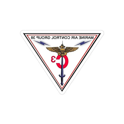 Marine Air Control Group 38 (USMC) REVERSE PRINT Transparent Die-Cut STICKER 3 Inch Die-Cut Transparent - The Sticker Space