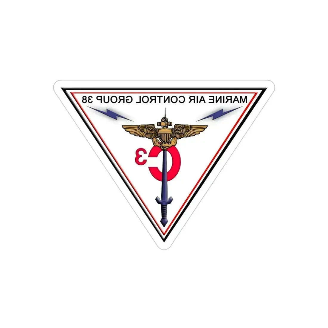 Marine Air Control Group 38 (USMC) REVERSE PRINT Transparent Die-Cut STICKER 4 Inch Die-Cut Transparent - The Sticker Space