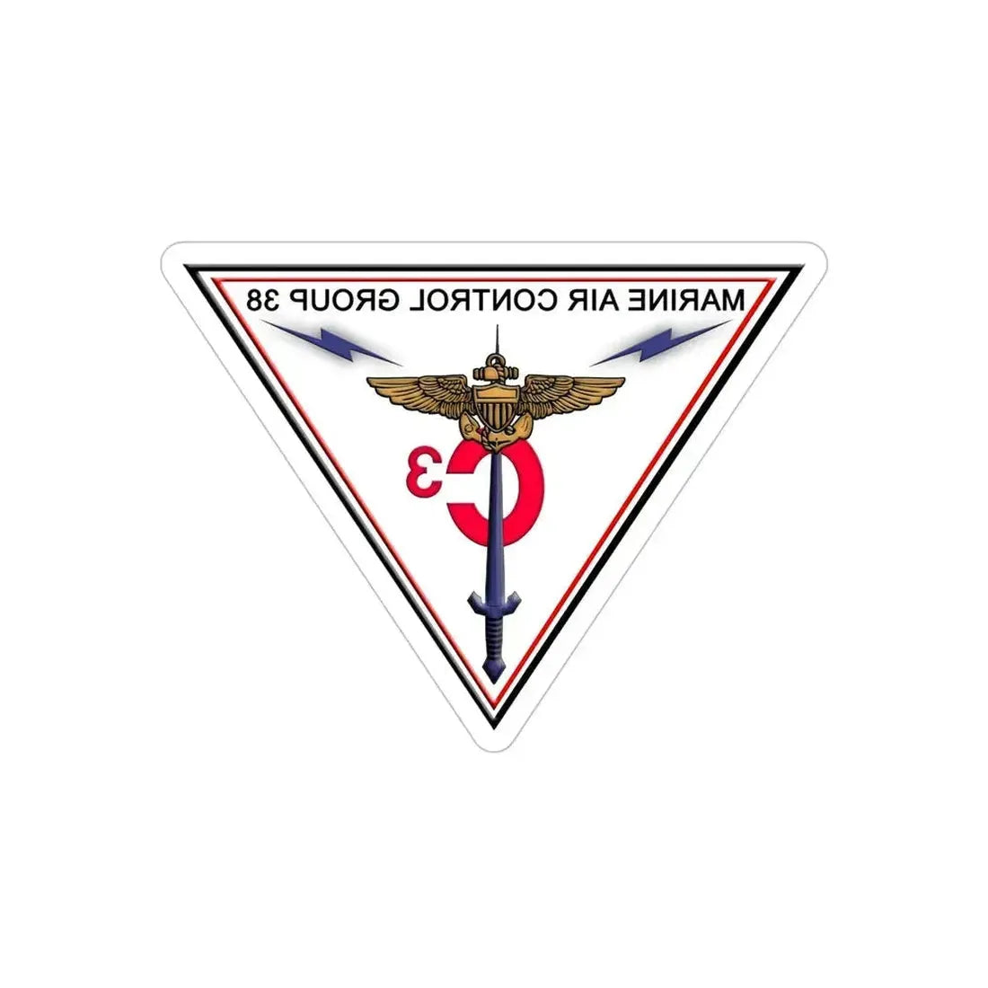 Marine Air Control Group 38 (USMC) REVERSE PRINT Transparent Die-Cut STICKER 6 Inch Die-Cut Transparent - The Sticker Space
