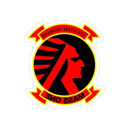 Marine Air Support Squadron 1 (USMC) REVERSE PRINT Transparent STICKER-2" × 2"-The Sticker Space