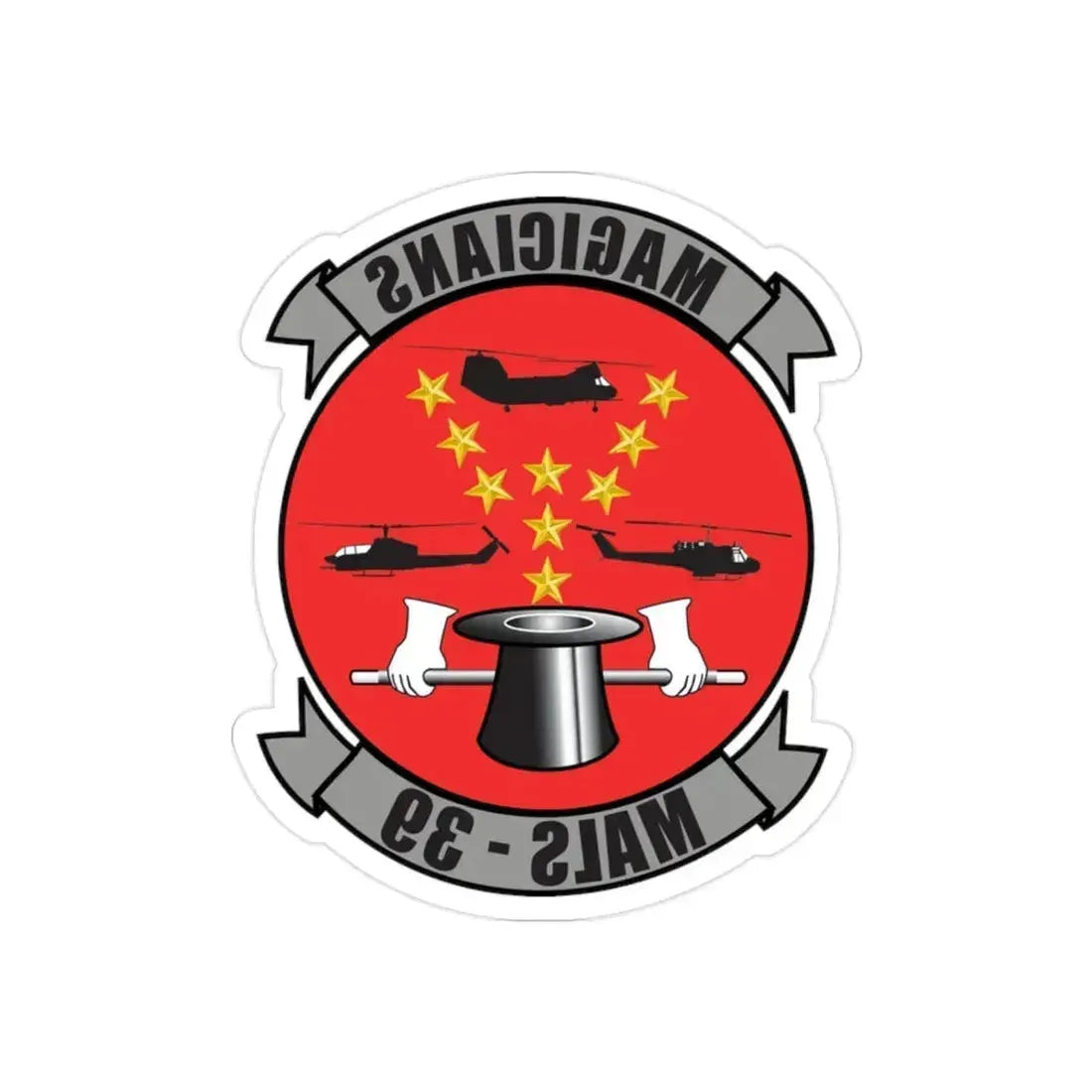 Marine Aviation Logistics Squadron 39 (USMC) REVERSE PRINT Transparent Die-Cut STICKER 2 Inch Die-Cut Transparent - The Sticker Space