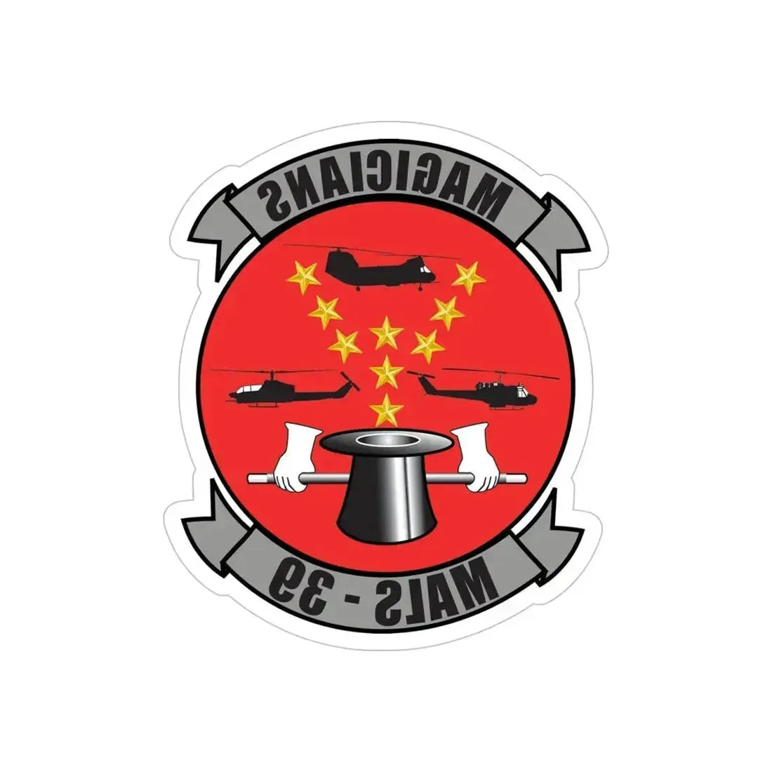 Marine Aviation Logistics Squadron 39 (USMC) REVERSE PRINT Transparent Die-Cut STICKER 5 Inch Die-Cut Transparent - The Sticker Space