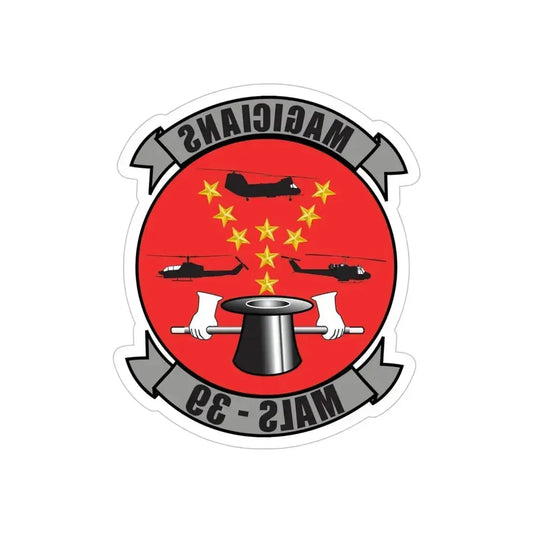 Marine Aviation Logistics Squadron 39 (USMC) REVERSE PRINT Transparent Die-Cut STICKER 6 Inch Die-Cut Transparent - The Sticker Space
