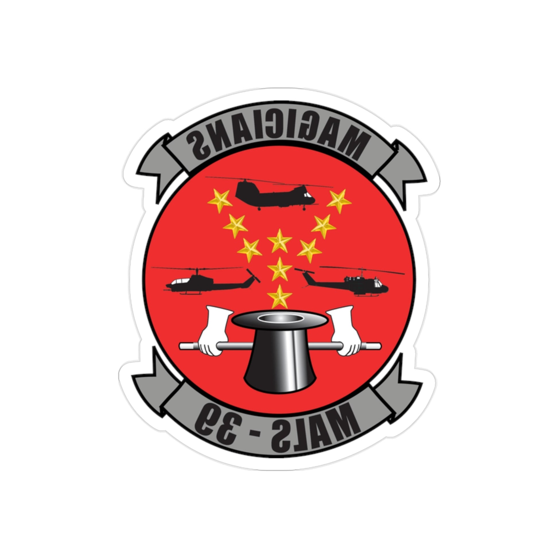 Marine Aviation Logistics Squadron 39 (USMC) REVERSE PRINT Transparent STICKER-2" × 2"-The Sticker Space