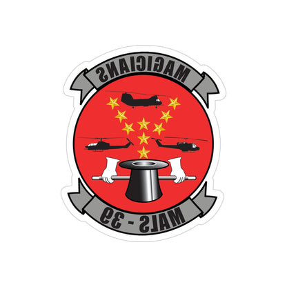 Marine Aviation Logistics Squadron 39 (USMC) REVERSE PRINT Transparent STICKER-4" × 4"-The Sticker Space