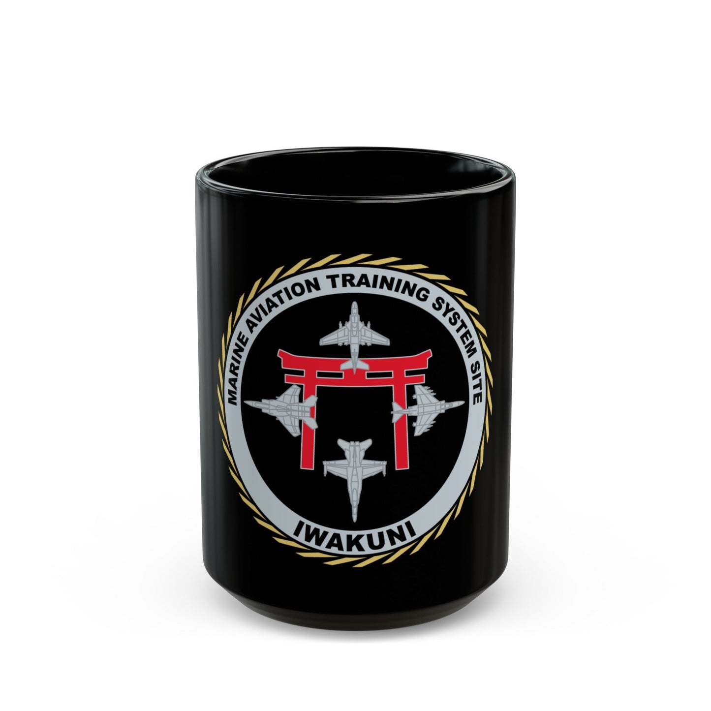 Marine Aviation Training System Site Iwakuni (USMC) Black Coffee Mug-15oz-The Sticker Space