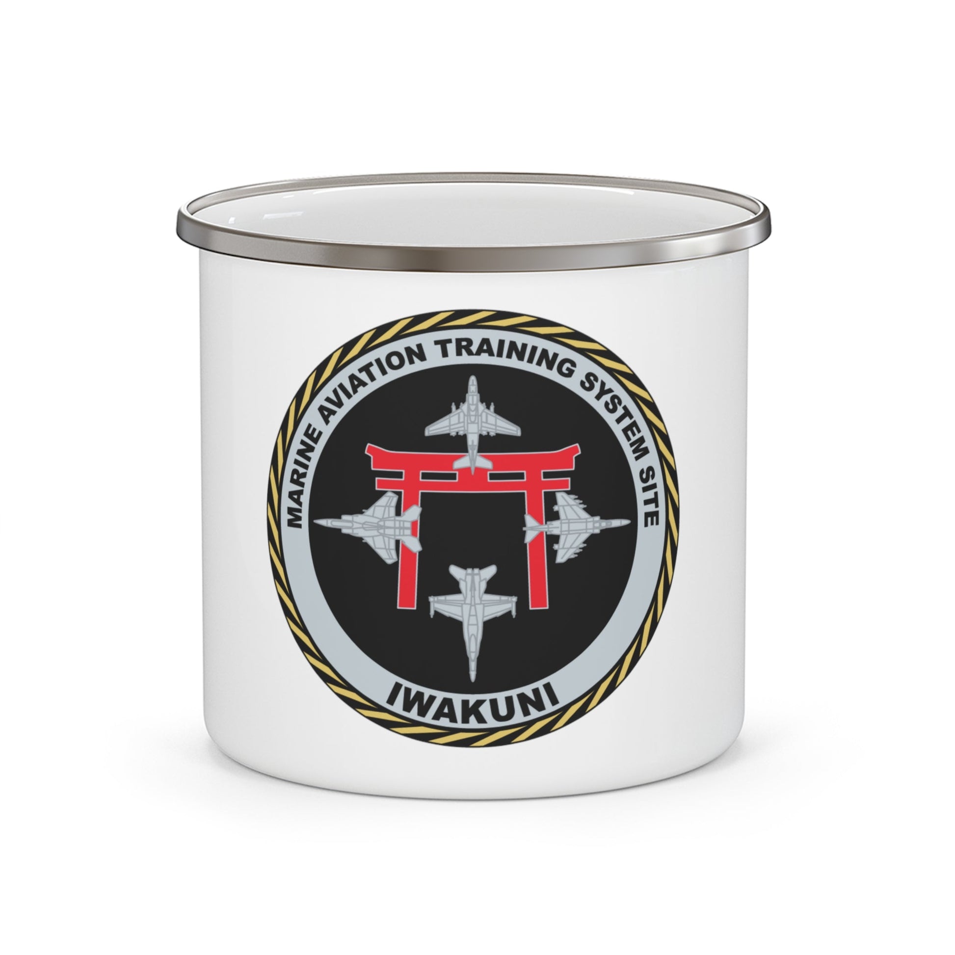 Marine Aviation Training System Site Iwakuni (USMC) Enamel Mug-12oz-The Sticker Space