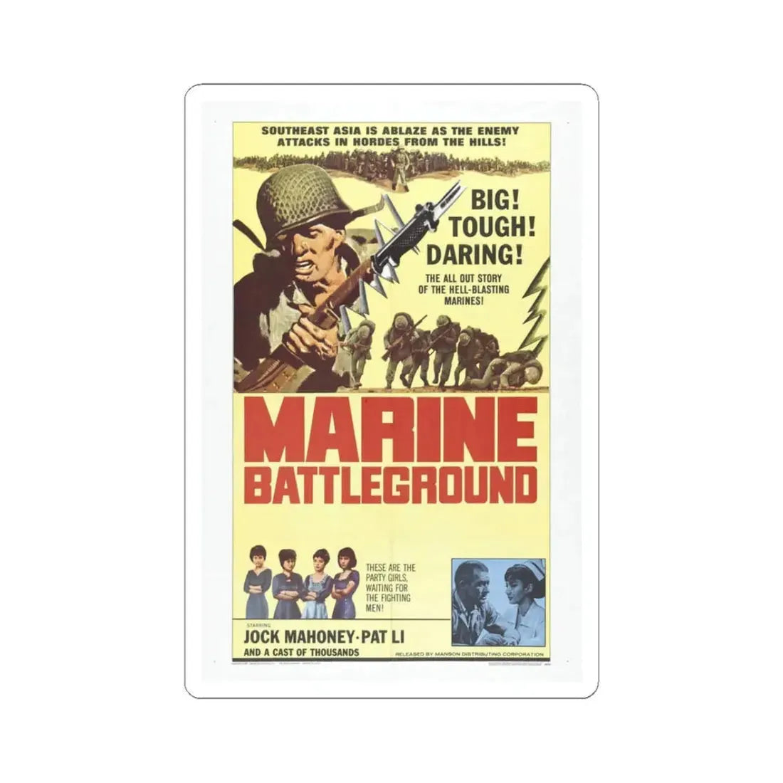Marine Battleground 1966 Movie Poster - STICKER Vinyl Kiss-Cut Decal 3 Inch White - The Sticker Space