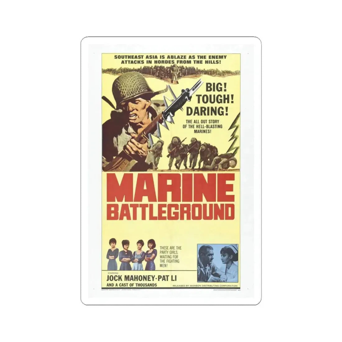 Marine Battleground 1966 Movie Poster - STICKER Vinyl Kiss-Cut Decal 6 Inch White - The Sticker Space