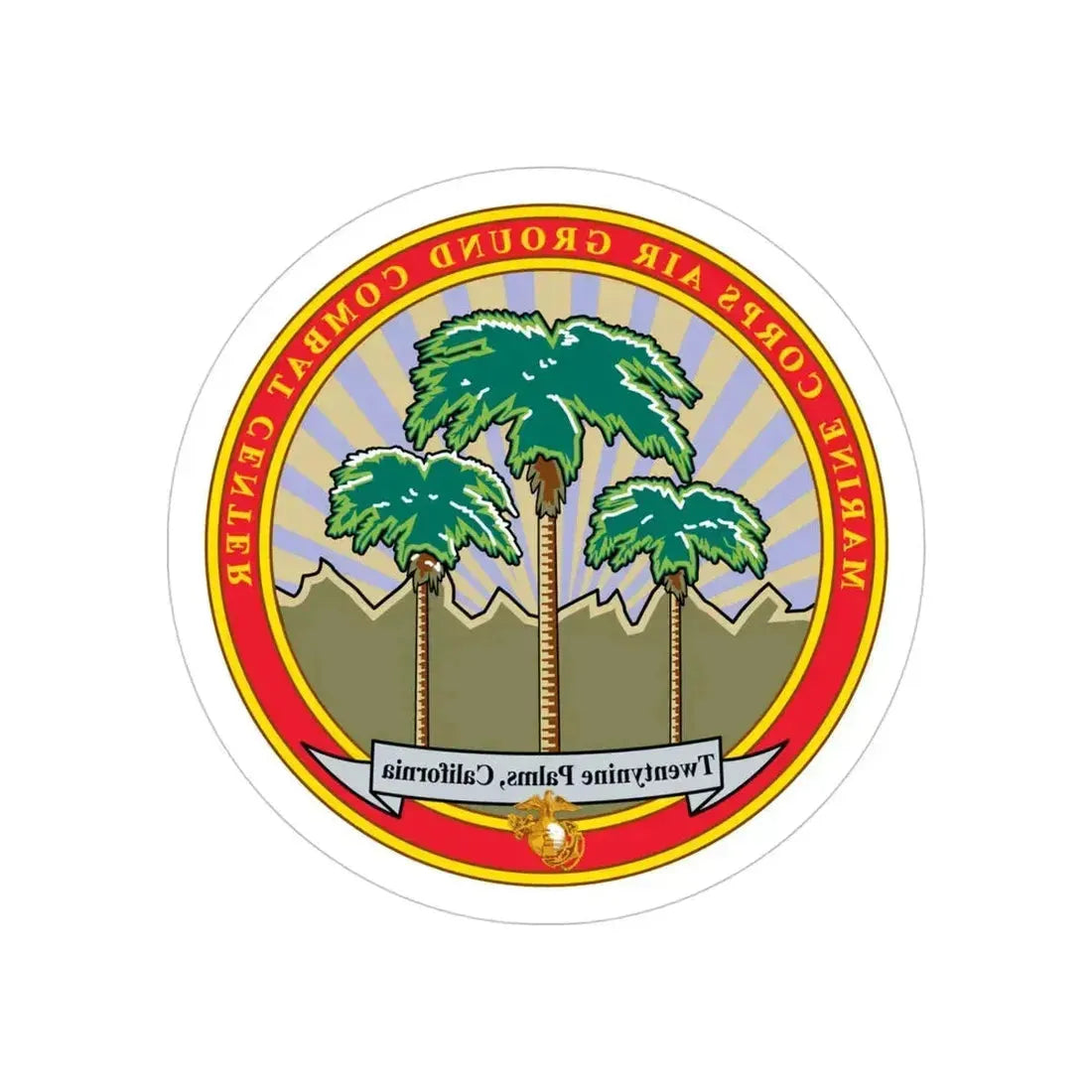 Marine Corps Air Ground Combat Center 29 Palms (USMC) REVERSE PRINT Transparent Die-Cut STICKER 4 Inch Die-Cut Transparent - The Sticker Space