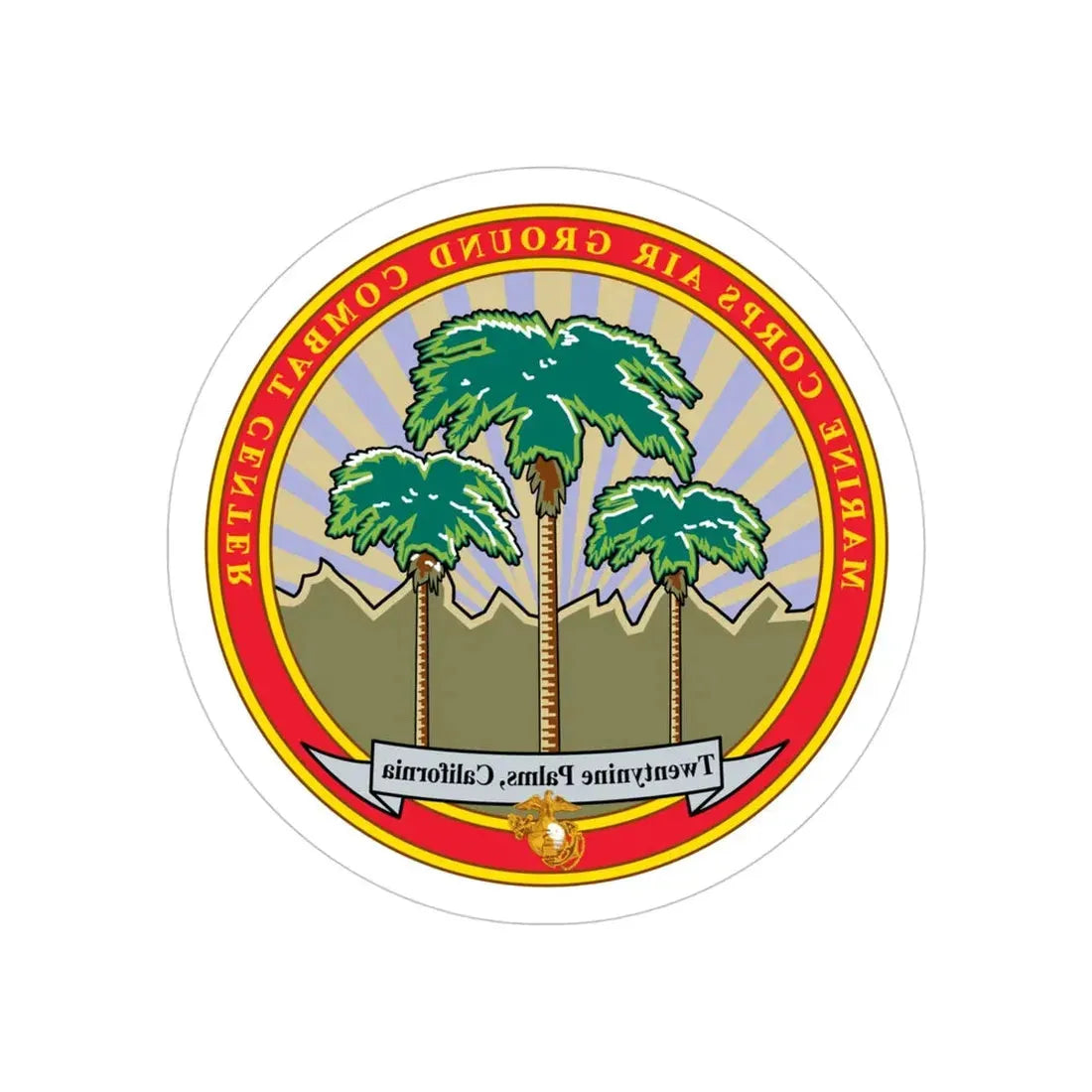Marine Corps Air Ground Combat Center 29 Palms (USMC) REVERSE PRINT Transparent Die-Cut STICKER - The Sticker Space