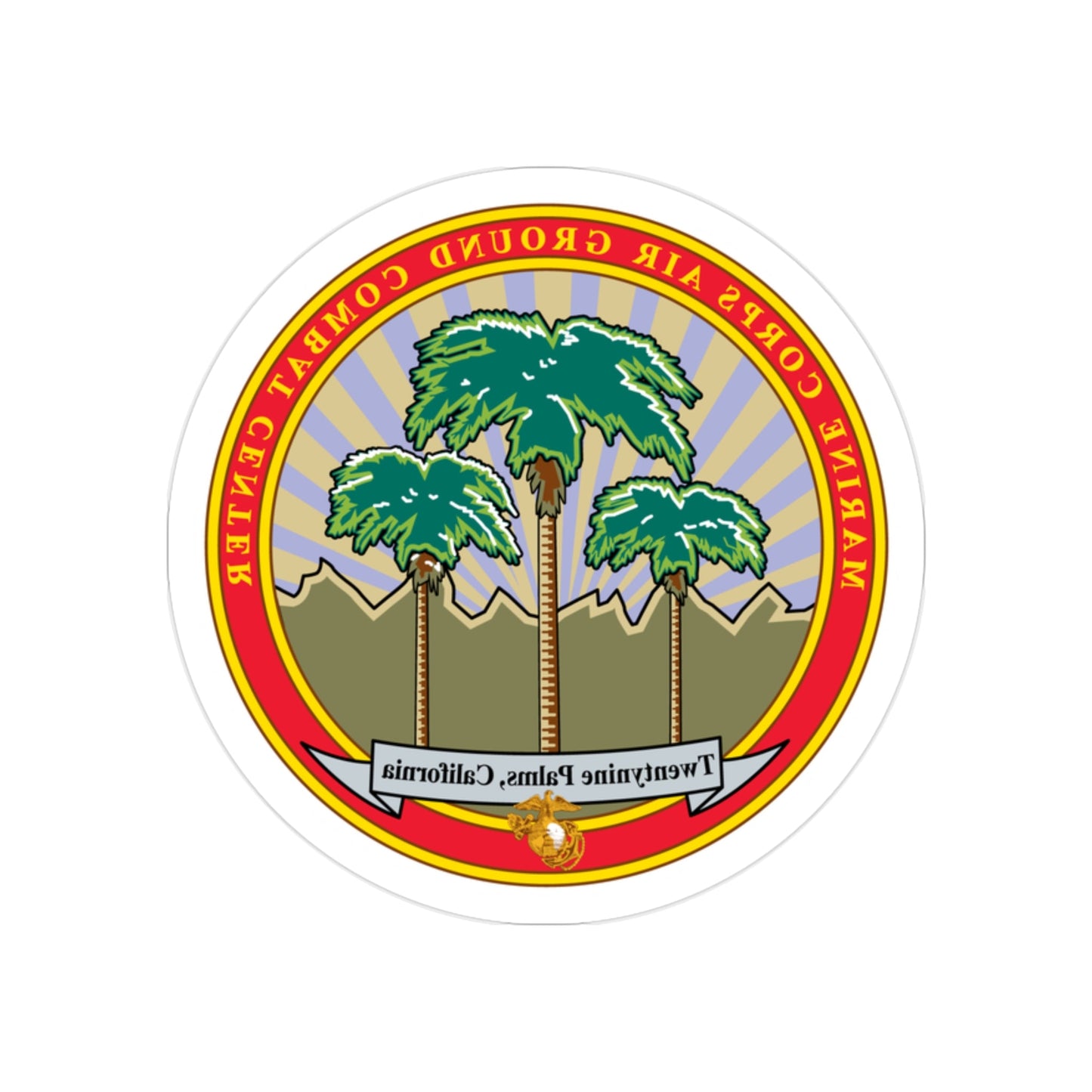 Marine Corps Air Ground Combat Center 29 Palms (USMC) REVERSE PRINT Transparent STICKER-2" × 2"-The Sticker Space