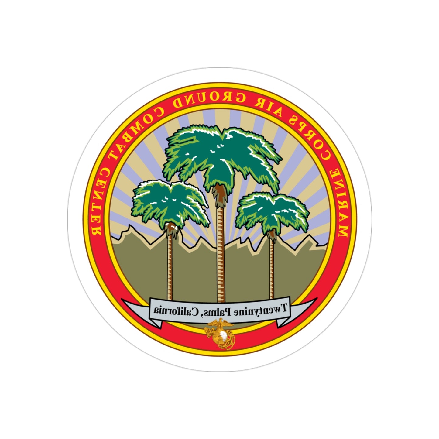 Marine Corps Air Ground Combat Center 29 Palms (USMC) REVERSE PRINT Transparent STICKER-3" × 3"-The Sticker Space