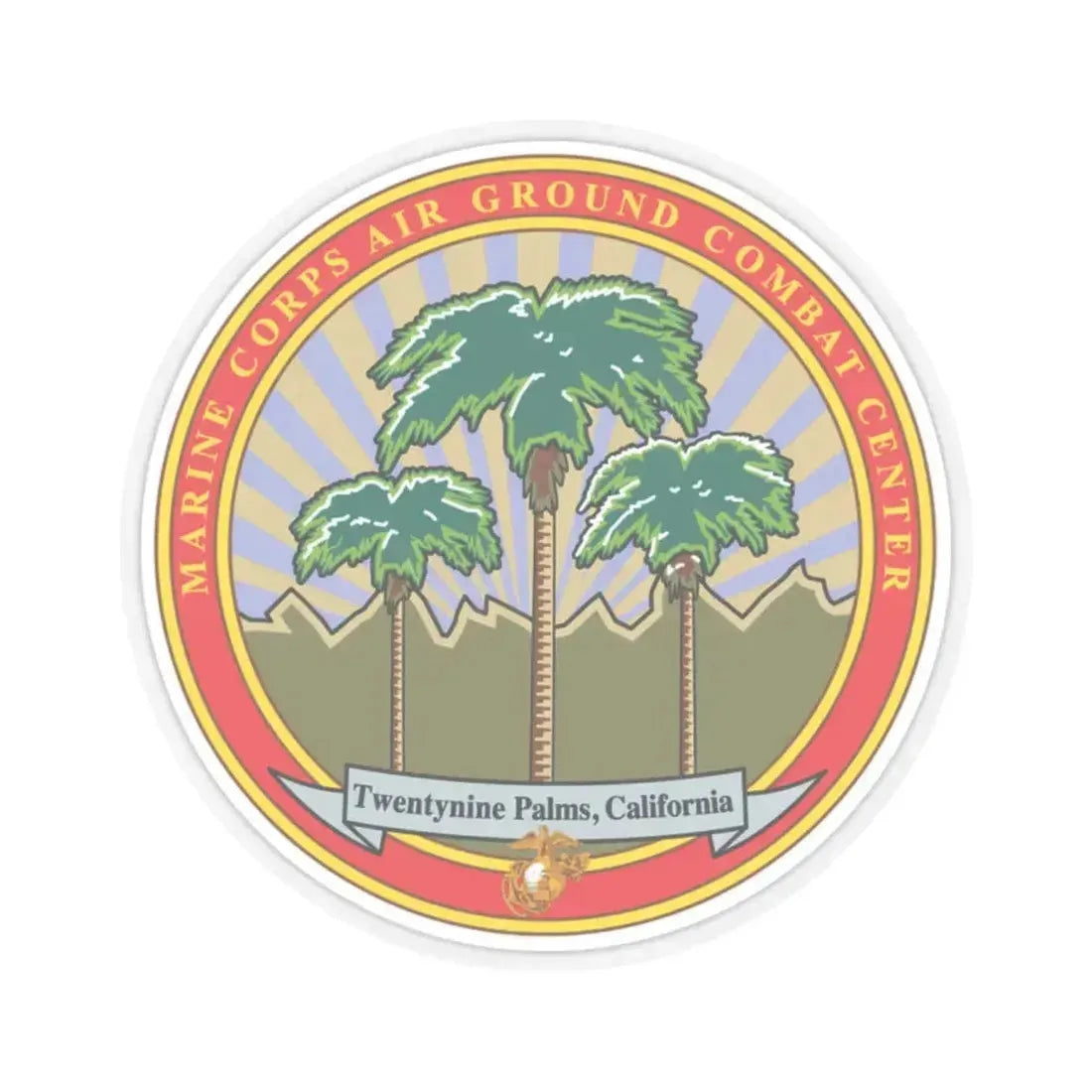 Marine Corps Air Ground Combat Center 29 Palms (USMC) STICKER Vinyl Kiss-Cut Decal 2 Inch Transparent - The Sticker Space