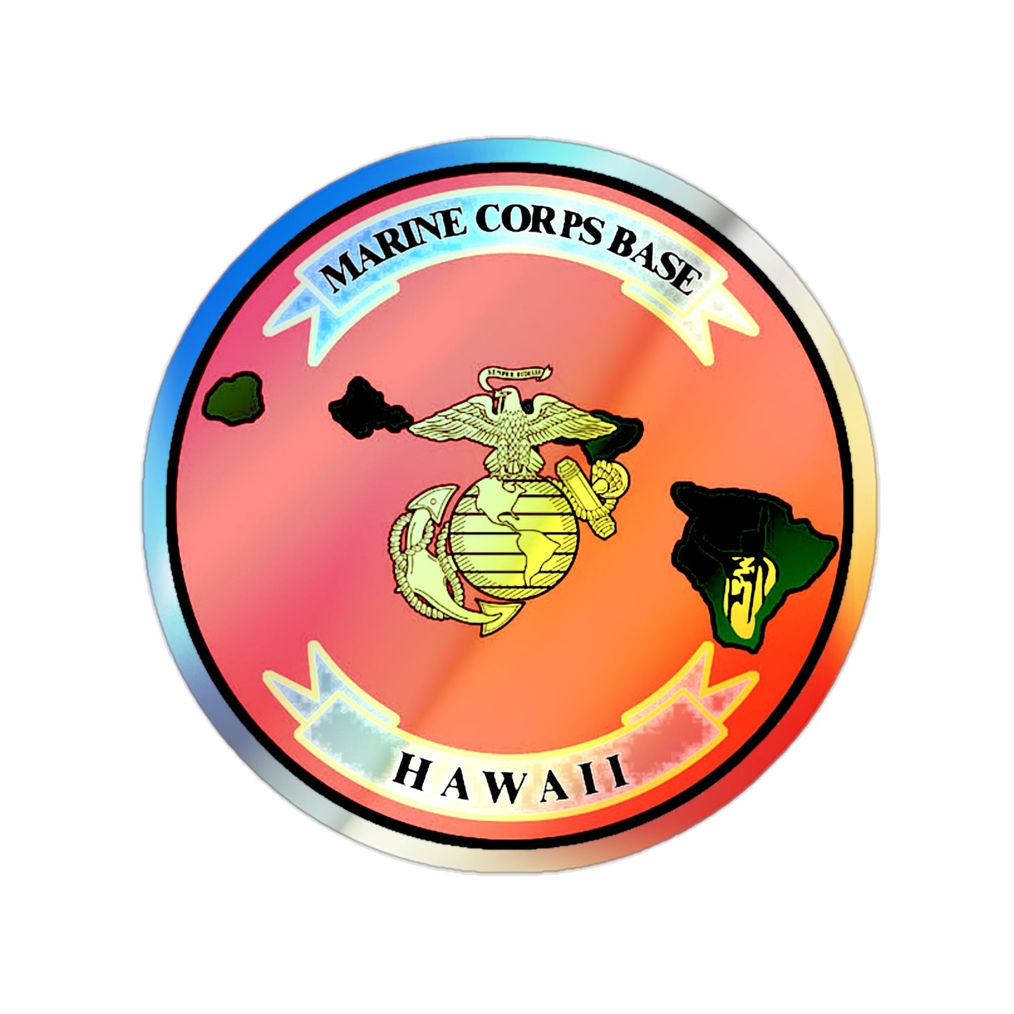 Marine Corps Base Hawaii (USMC) Holographic STICKER Die-Cut Vinyl Decal-2 Inch-The Sticker Space