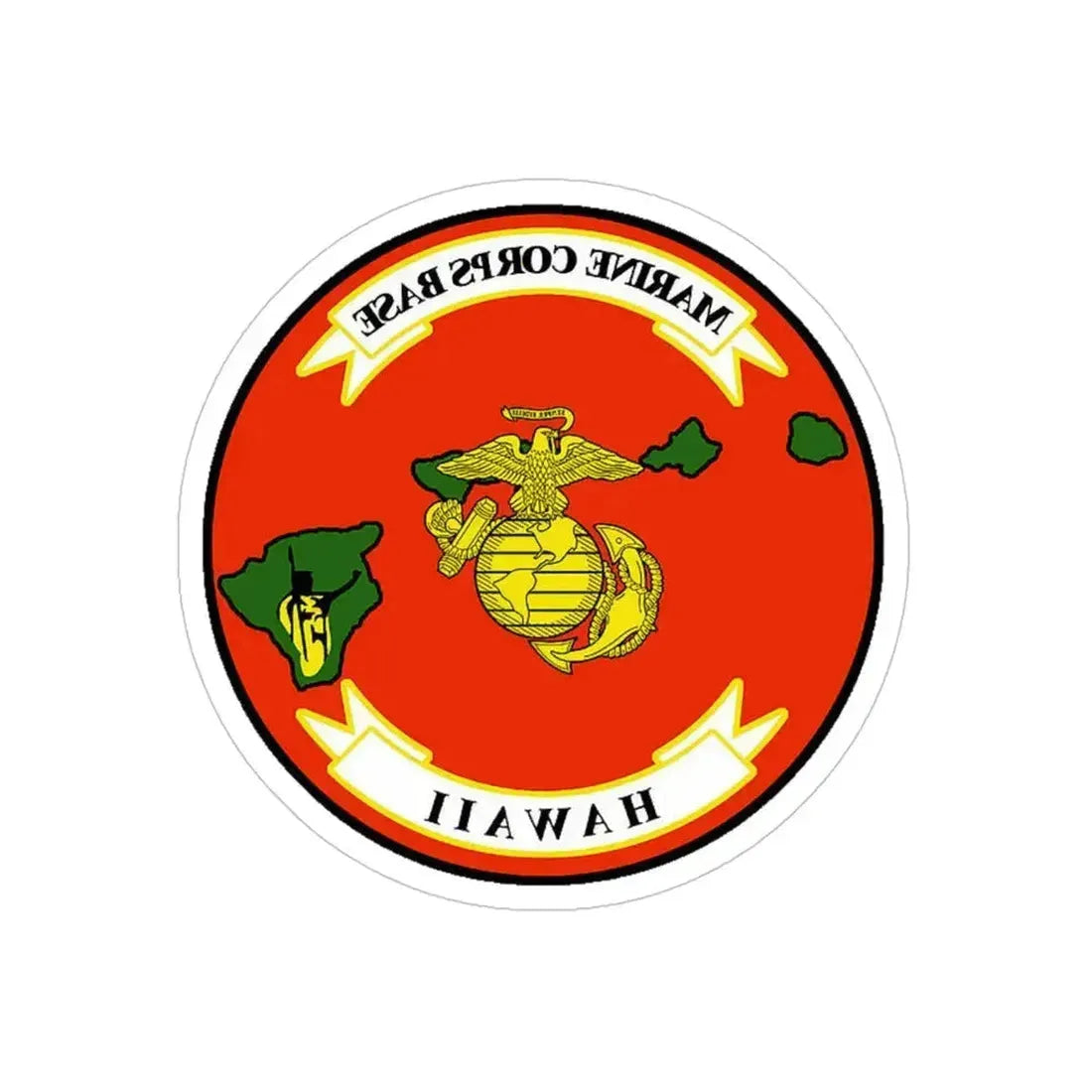 Marine Corps Base Hawaii (USMC) REVERSE PRINT Transparent Die-Cut STICKER 4 Inch Die-Cut Transparent - The Sticker Space