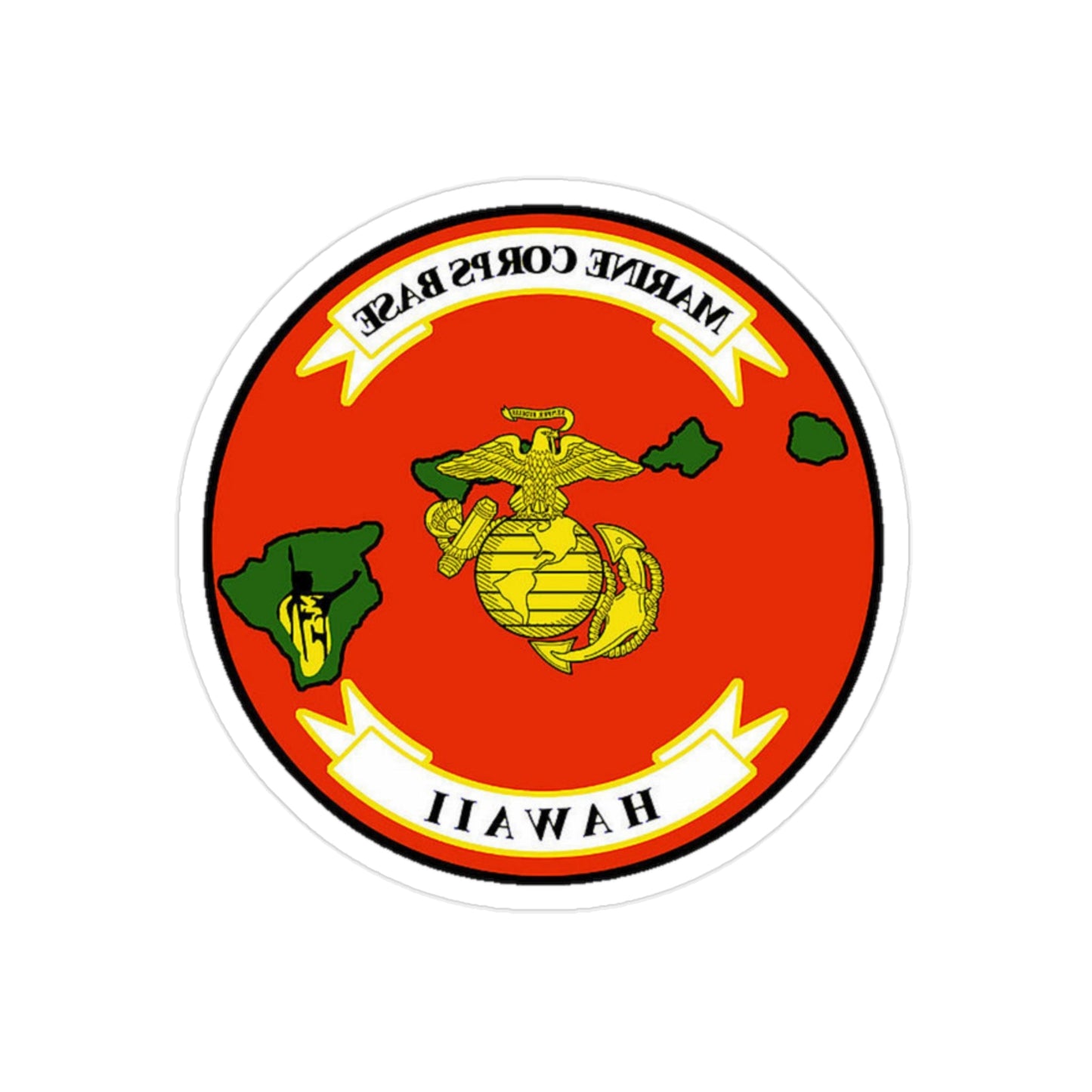 Marine Corps Base Hawaii (USMC) REVERSE PRINT Transparent STICKER-2" × 2"-The Sticker Space