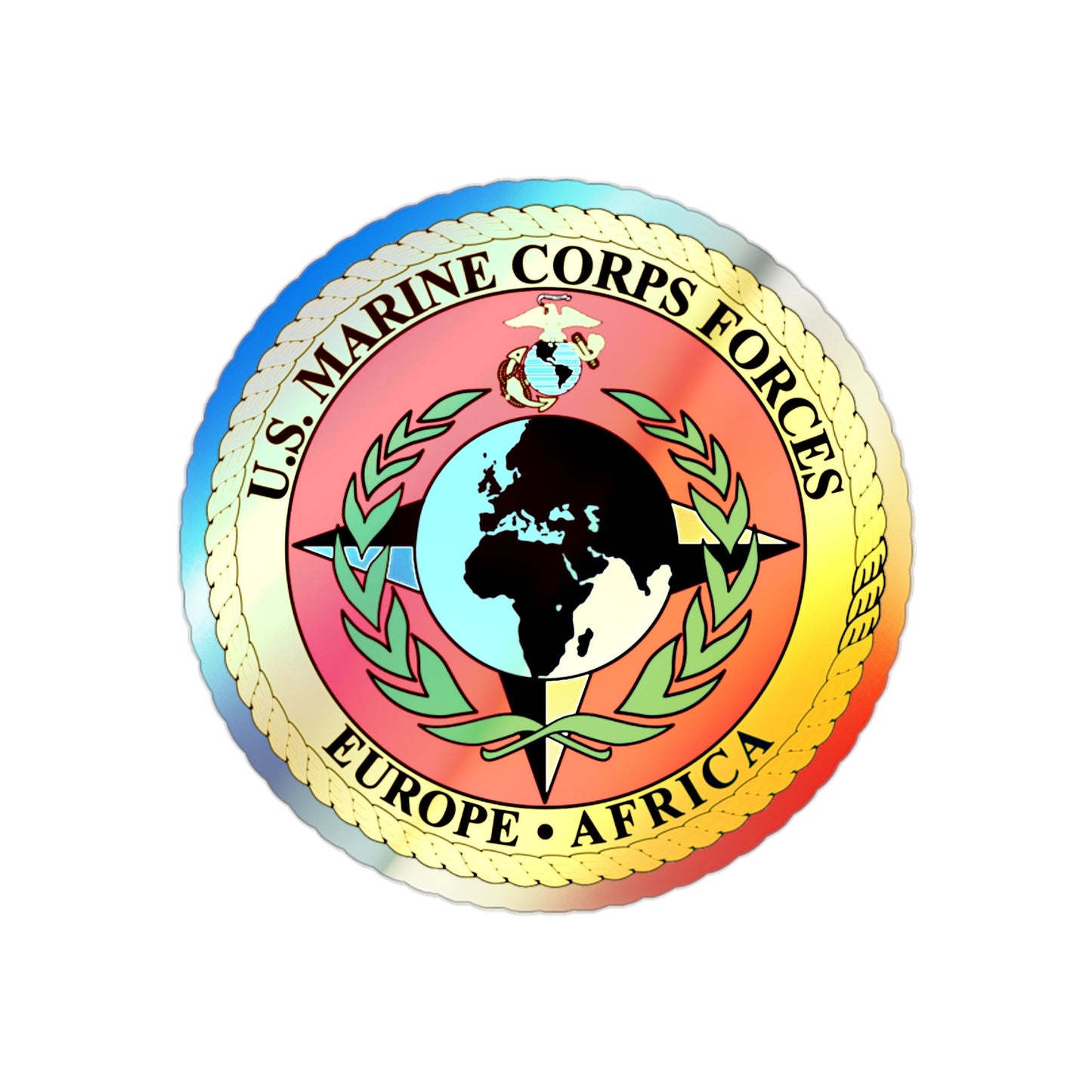 Marine Corps Forces Europe Africa (USMC) Holographic STICKER Die-Cut Vinyl Decal-2 Inch-The Sticker Space