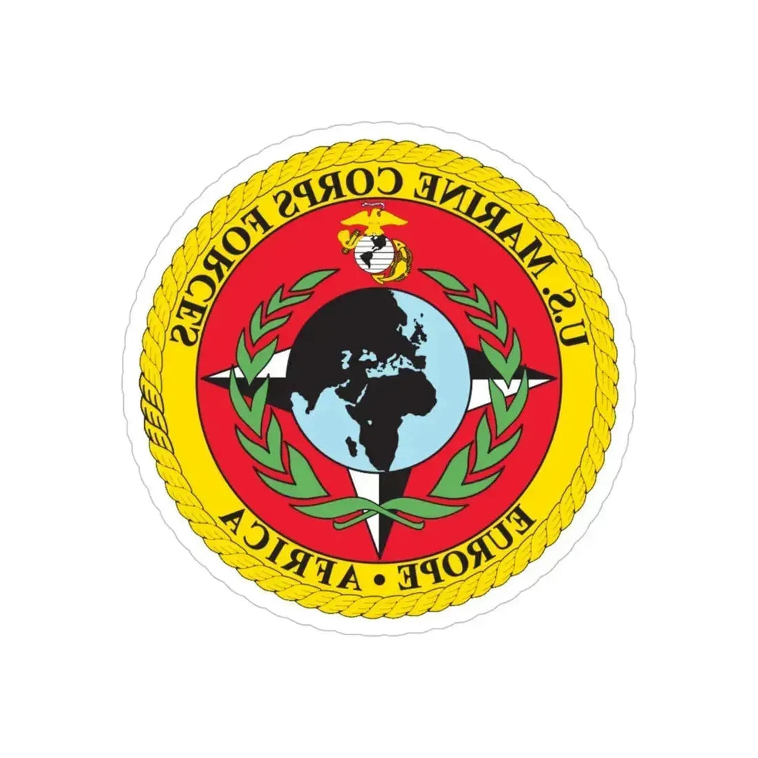 Marine Corps Forces Europe   Africa (USMC) REVERSE PRINT Transparent Die-Cut STICKER 4 Inch Die-Cut Transparent - The Sticker Space