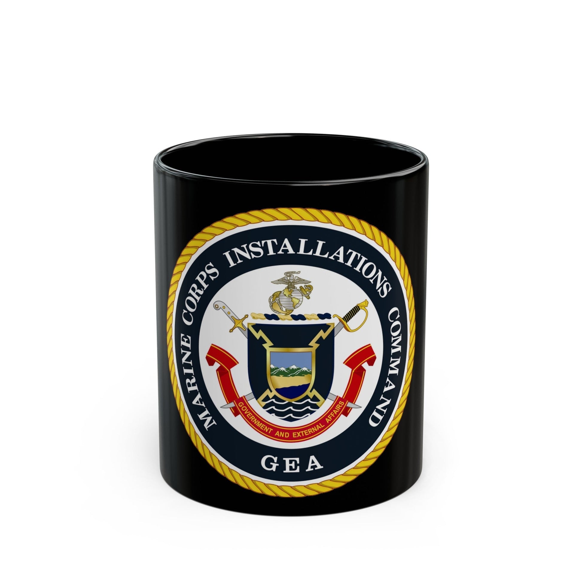 Marine Corps Installations Command Government and External Affairs (USMC) Black Coffee Mug-11oz-The Sticker Space