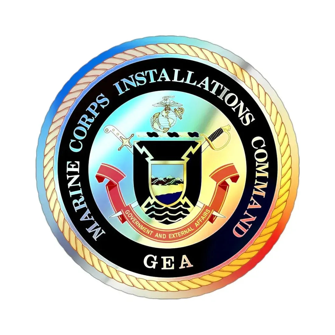 Marine Corps Installations Command Government and External Affairs (USMC) Holographic STICKER Die-Cut Vinyl Decal 3 Inch Holographic - The Sticker Space