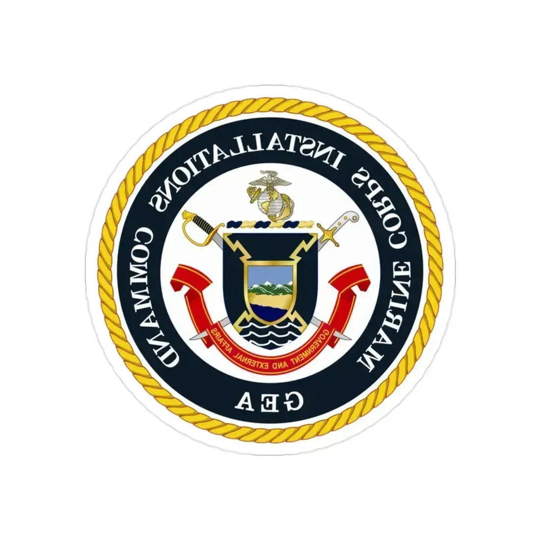 Marine Corps Installations Command Government and External Affairs (USMC) REVERSE PRINT Transparent Die-Cut STICKER 2 Inch Die-Cut Transparent - The Sticker Space