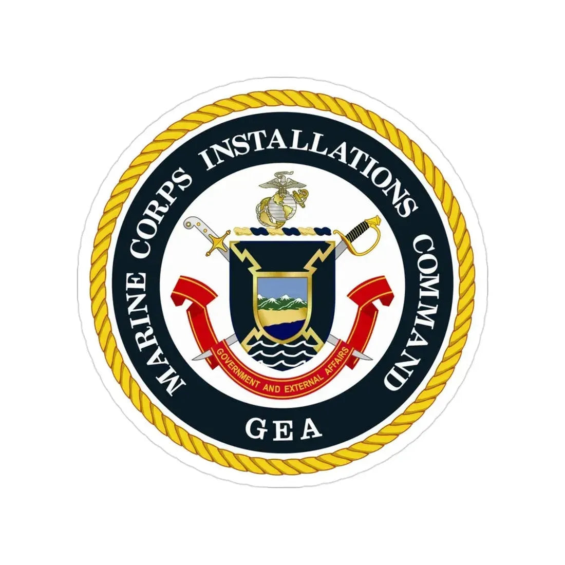 Marine Corps Installations Command Government and External Affairs (USMC) Transparent STICKER Die-Cut Vinyl Decal 3 Inch - The Sticker Space