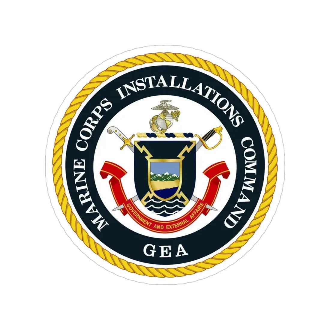 Marine Corps Installations Command Government and External Affairs (USMC) Transparent STICKER Die-Cut Vinyl Decal 4 Inch - The Sticker Space