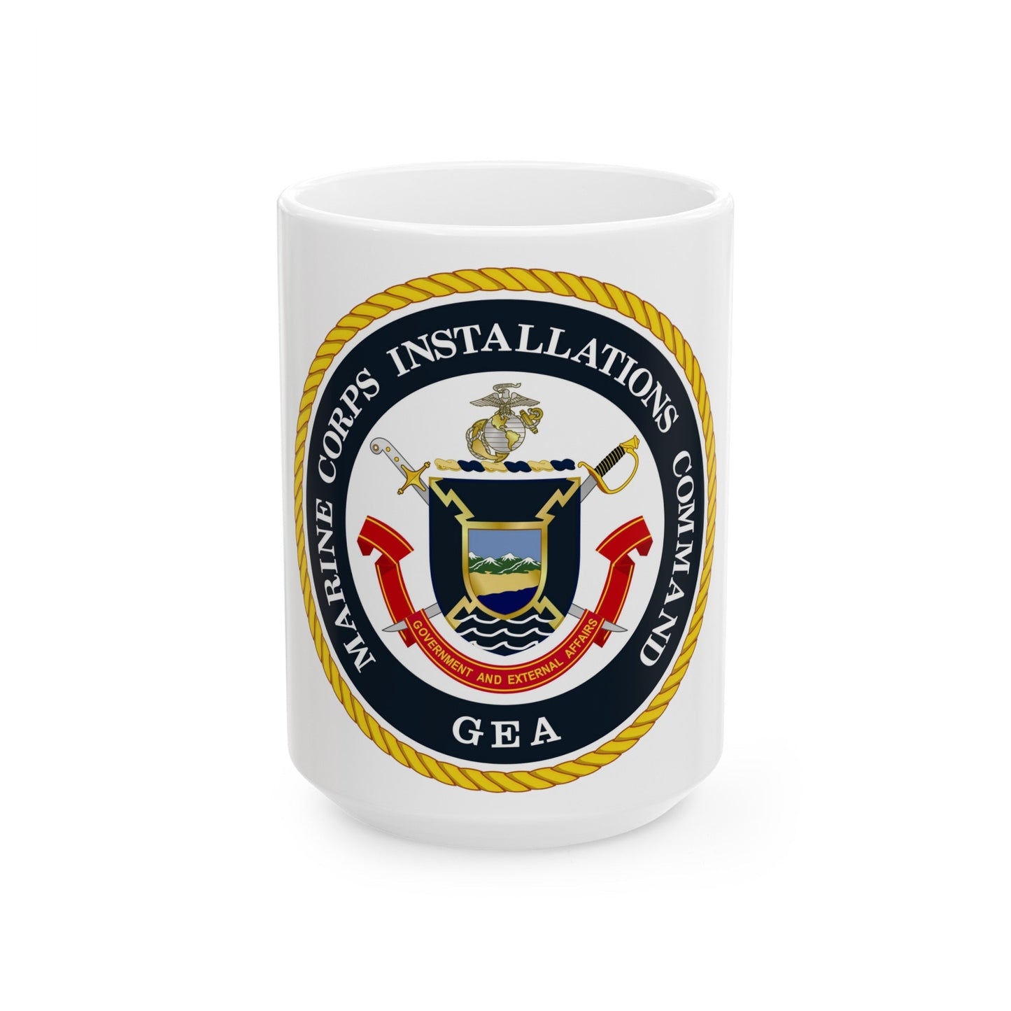 Marine Corps Installations Command Government and External Affairs (USMC) White Coffee Mug-15oz-The Sticker Space