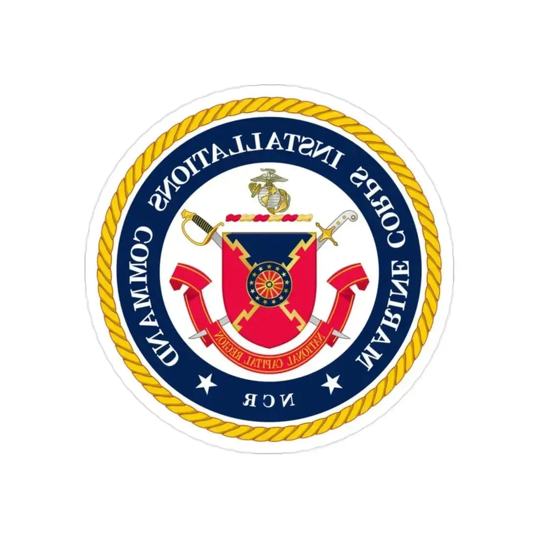 Marine Corps Installations Command National Capital Region (USMC) REVERSE PRINT Transparent Die-Cut STICKER 2 Inch Die-Cut Transparent - The Sticker Space