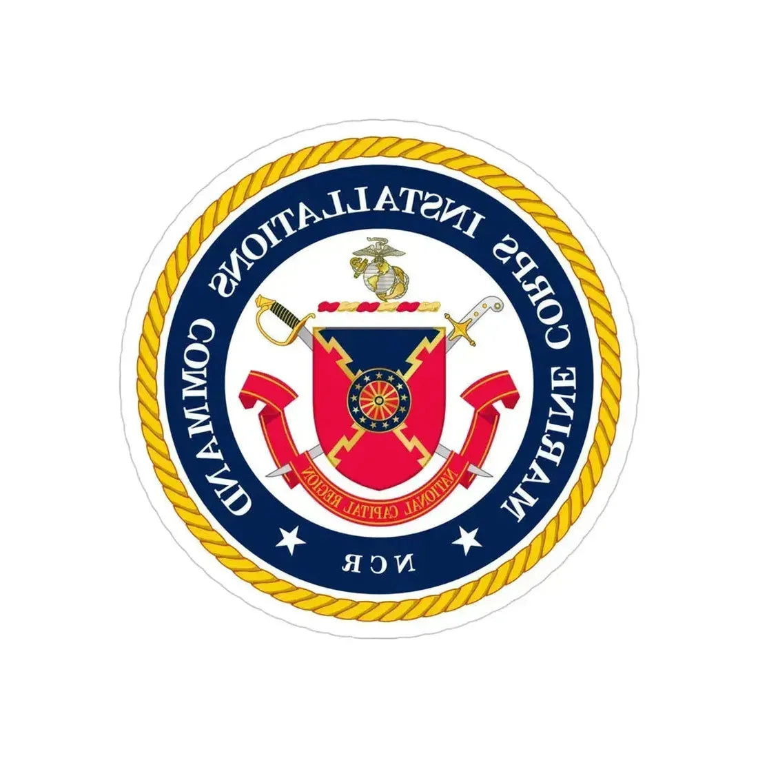 Marine Corps Installations Command National Capital Region (USMC) REVERSE PRINT Transparent Die-Cut STICKER 4 Inch Die-Cut Transparent - The Sticker Space