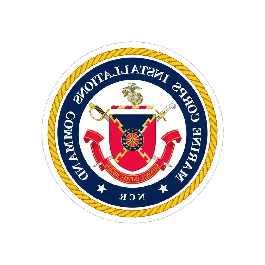 Marine Corps Installations Command National Capital Region (USMC) REVERSE PRINT Transparent Die-Cut STICKER 5 Inch Die-Cut Transparent - The Sticker Space