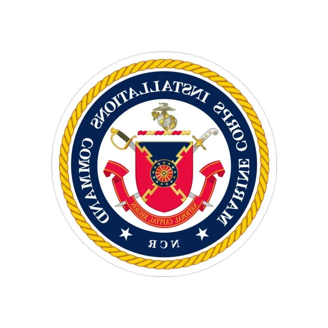 Marine Corps Installations Command National Capital Region (USMC) REVERSE PRINT Transparent Die-Cut STICKER - The Sticker Space