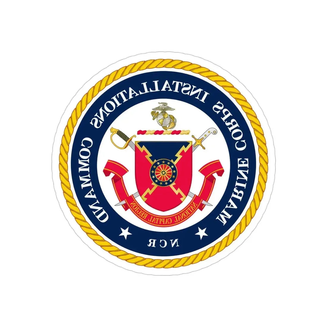 Marine Corps Installations Command National Capital Region (USMC) REVERSE PRINT Transparent Die-Cut STICKER - The Sticker Space
