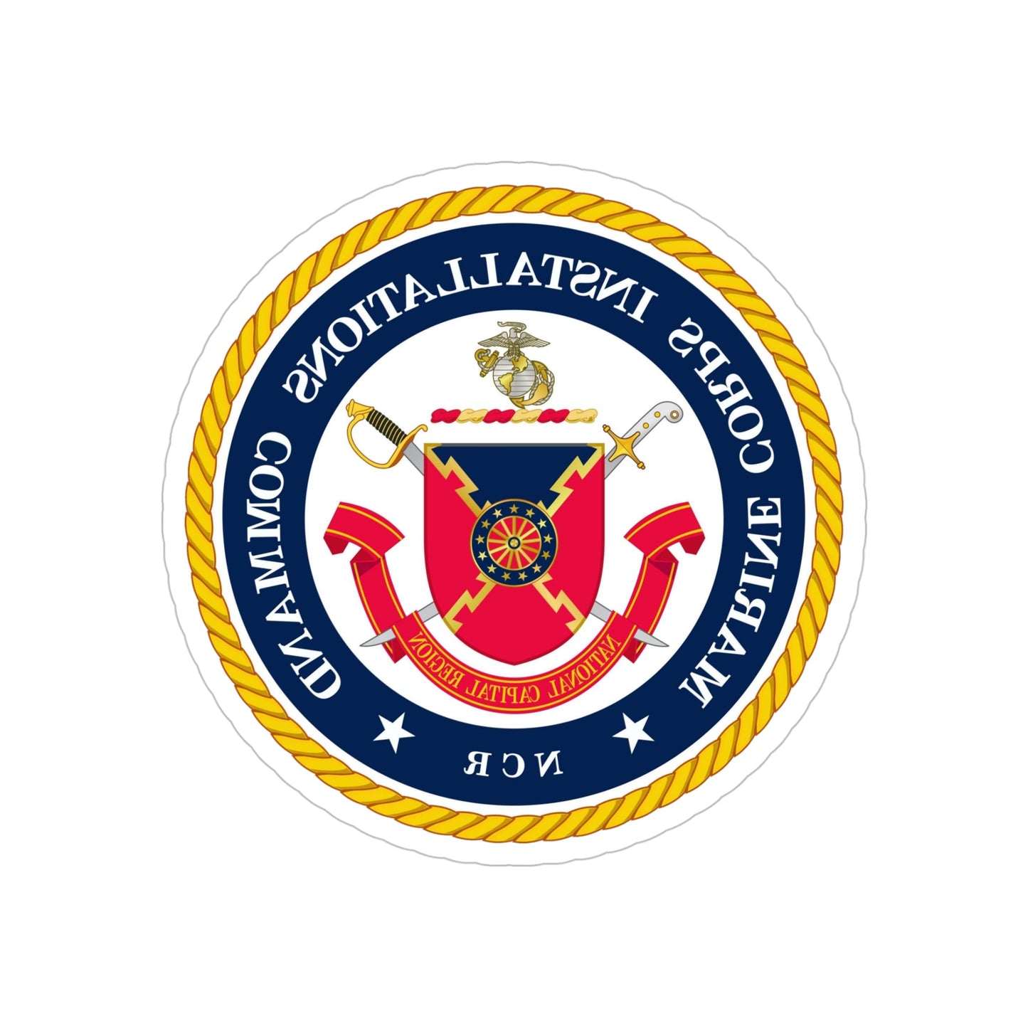 Marine Corps Installations Command National Capital Region (USMC) REVERSE PRINT Transparent STICKER-5" × 5"-The Sticker Space