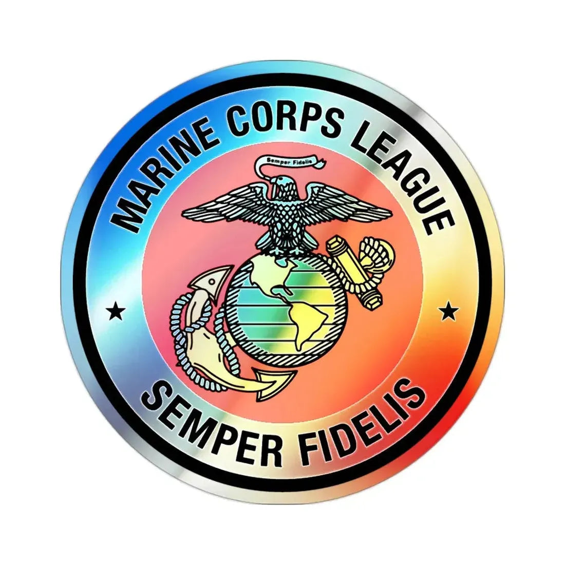 Marine Corps League (USMC) Holographic STICKER Die-Cut Vinyl Decal 2 Inch Holographic - The Sticker Space