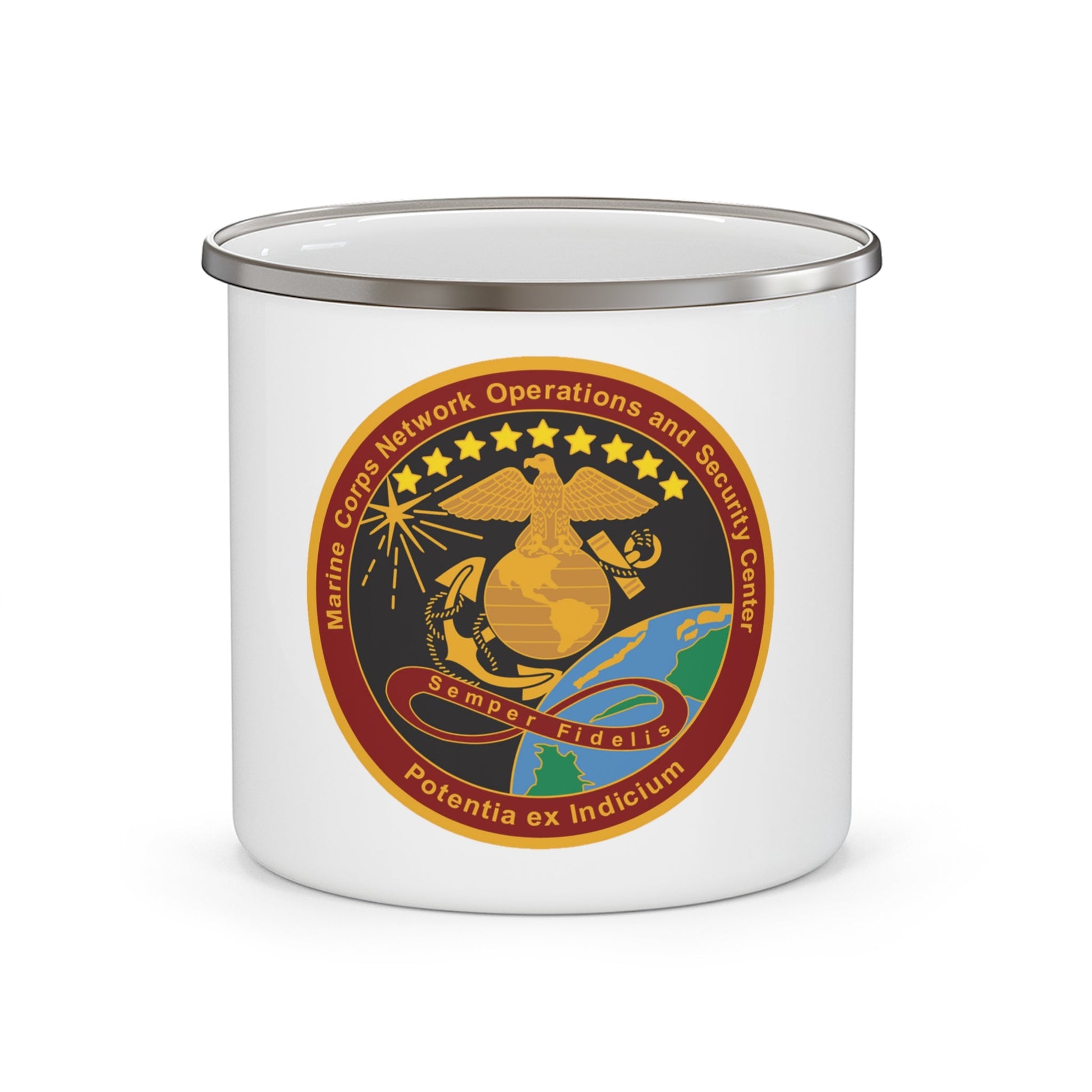 Marine Corps Network Operations And Security Center (USMC) Enamel Mug-12oz-The Sticker Space