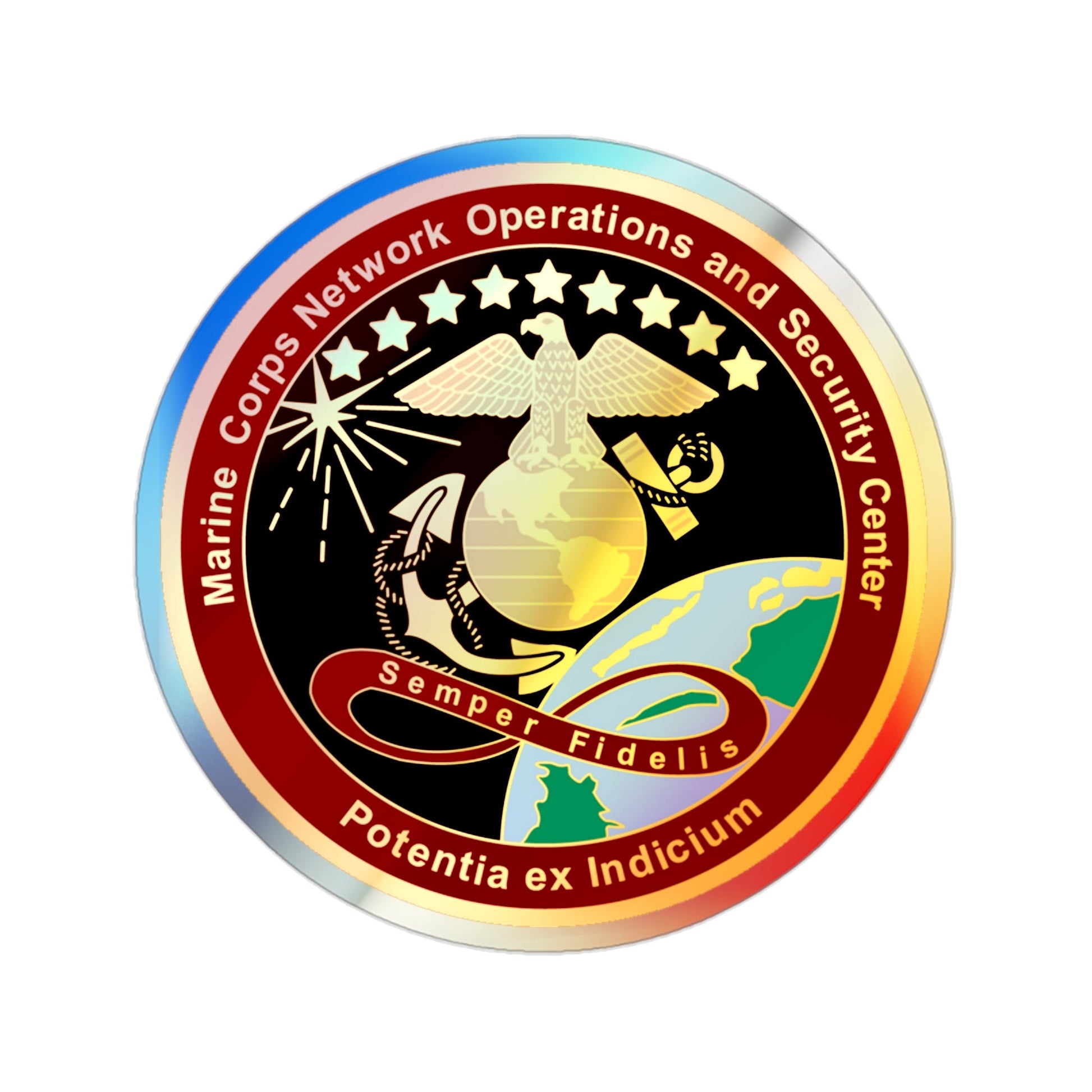 Marine Corps Network Operations And Security Center (USMC) Holographic STICKER Die-Cut Vinyl Decal-2 Inch-The Sticker Space