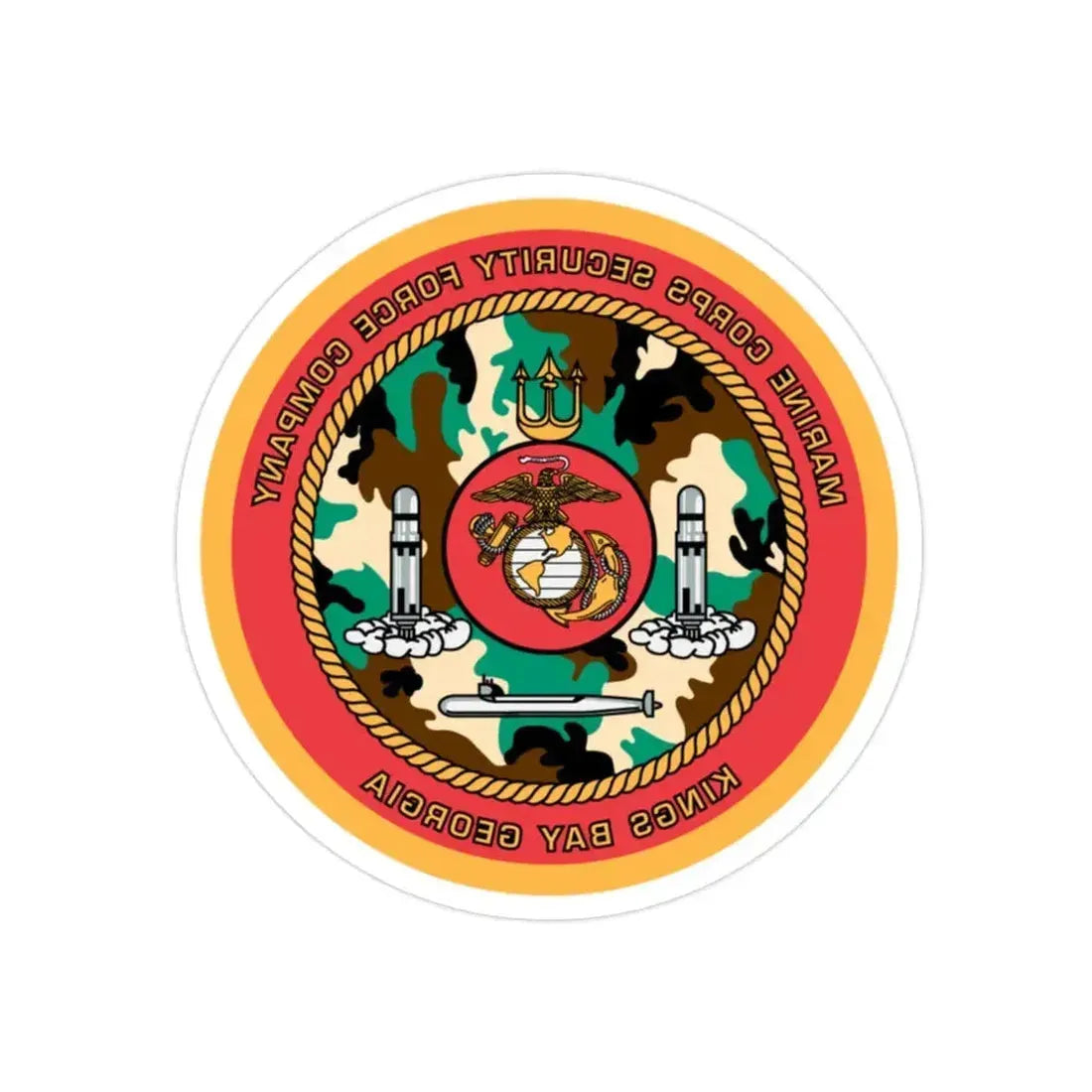 Marine Corps Security Force Company Kings Bay Georgia (USMC) REVERSE PRINT Transparent Die-Cut STICKER 2 Inch Die-Cut Transparent - The Sticker Space