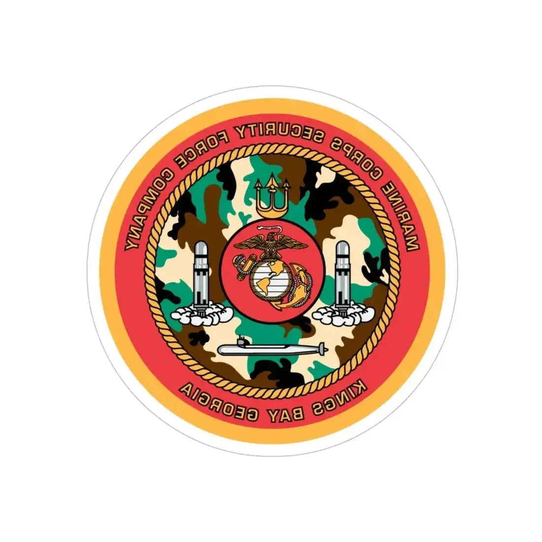 Marine Corps Security Force Company Kings Bay Georgia (USMC) REVERSE PRINT Transparent Die-Cut STICKER 4 Inch Die-Cut Transparent - The Sticker Space