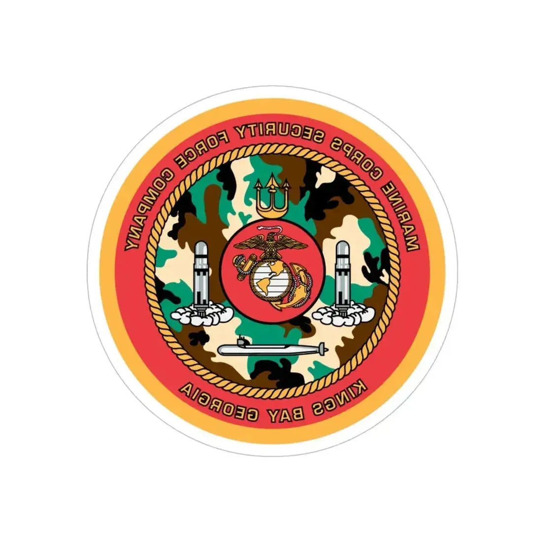 Marine Corps Security Force Company Kings Bay Georgia (USMC) REVERSE PRINT Transparent Die-Cut STICKER 5 Inch Die-Cut Transparent - The Sticker Space