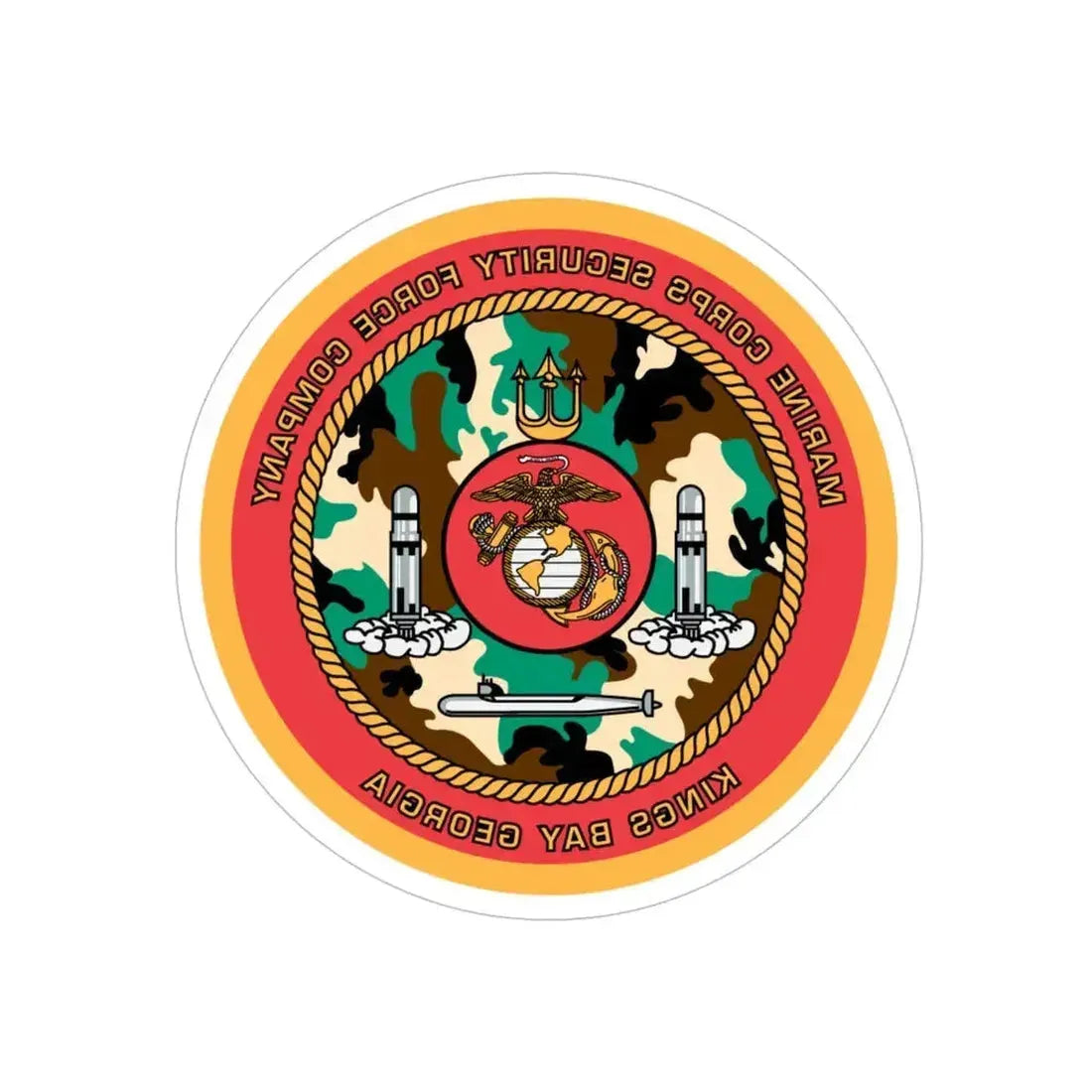 Marine Corps Security Force Company Kings Bay Georgia (USMC) REVERSE PRINT Transparent Die-Cut STICKER 6 Inch Die-Cut Transparent - The Sticker Space