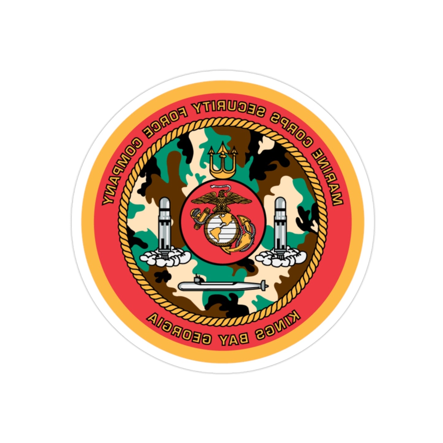 Marine Corps Security Force Company Kings Bay Georgia (USMC) REVERSE PRINT Transparent STICKER-2" × 2"-The Sticker Space