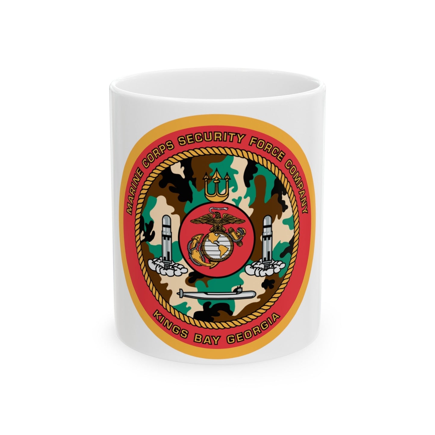 Marine Corps Security Force Company Kings Bay Georgia (USMC) White Coffee Mug-11oz-The Sticker Space